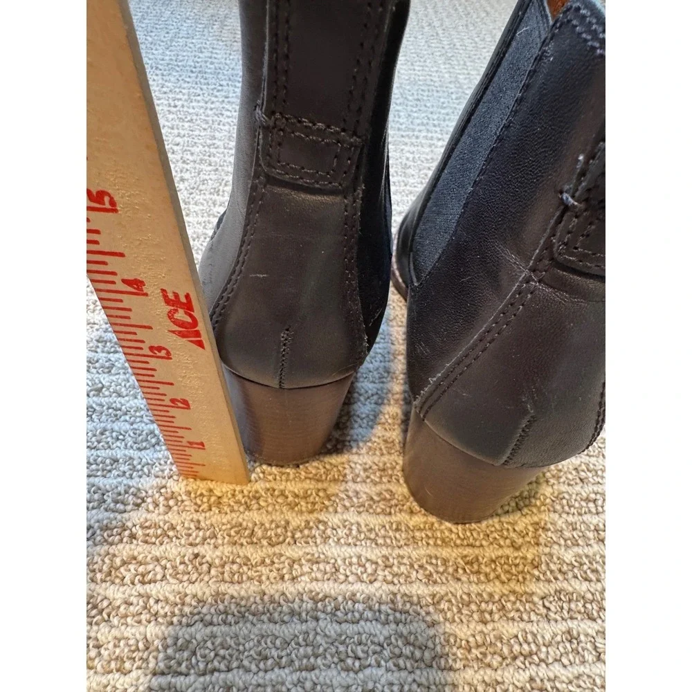 Madewell Women Black Leather Chelsea Ankle Boots Block Heel Pointed‎ Toe Size 7